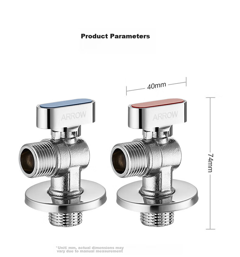 ARROW Copper Angle Valve, Spherical Valve Core, Full-Open High-Flow Ball Valve, Gas Water Heater, Wall-Mounted Boiler, V-Shaped Valve AE5280CP-C 11