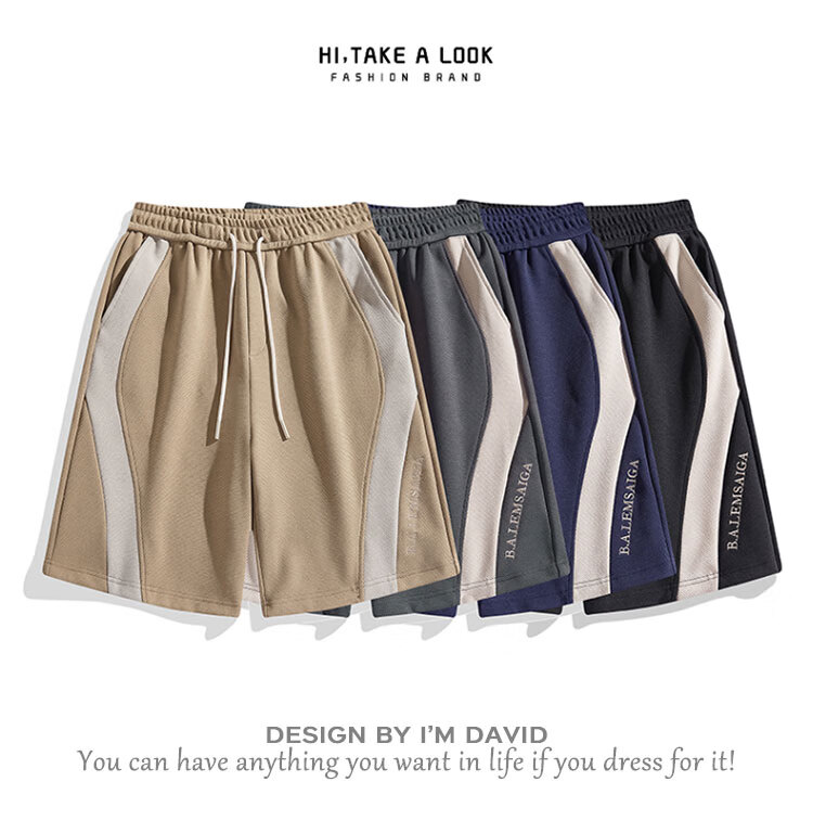 I'M DAVID Men's Shorts, Summer Loose-Fit Large Size Knee-Length Shorts, Elastic Beach Shorts, Casual Mid-Length Pants, Dark Gray, M 1