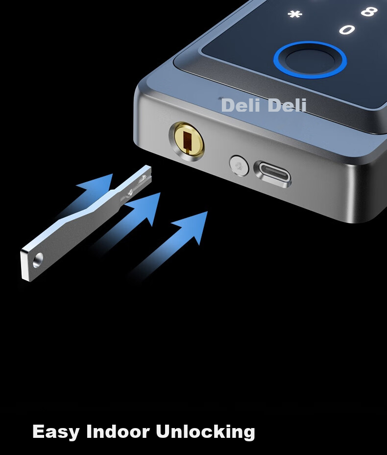 Deli Glass Door Lock, Smart Lock for Glass Doors, Fingerprint Lock, Password Lock, Access Control Machine, Attendance Machine, Integrated Office Glass Door Lock, Mini-Program Management AL120 18