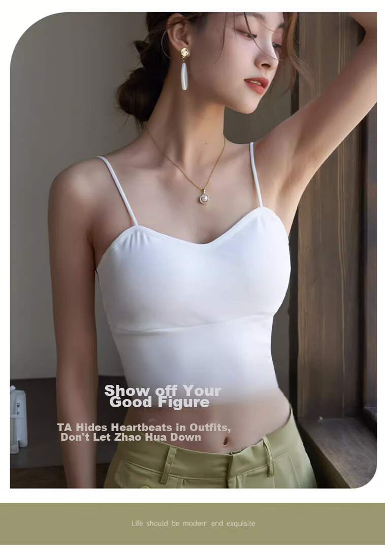 FitonTon Women's Camisole Bra, Beautiful Back Design, Sports Yoga Underwear with Built-In Bra Pad, Sexy Lingerie, White, Size M 17