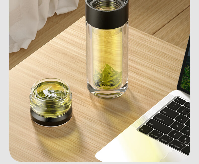TOMIC Tea Infuser Mug, Antibacterial Double-Layer Glass Cup for Men, Titanium Tea Separator Cup, Customizable for Group Purchase 14