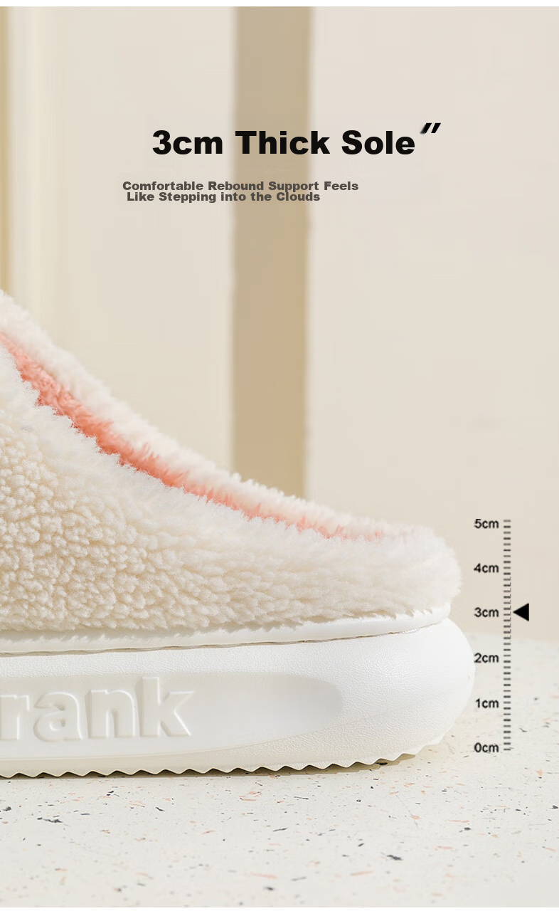 Paul Frank Cotton Slippers for Women, Autumn And Winter Home Fleece-Lined Thick Sole Warm Cotton Shoes for Men SH100 White 250 7