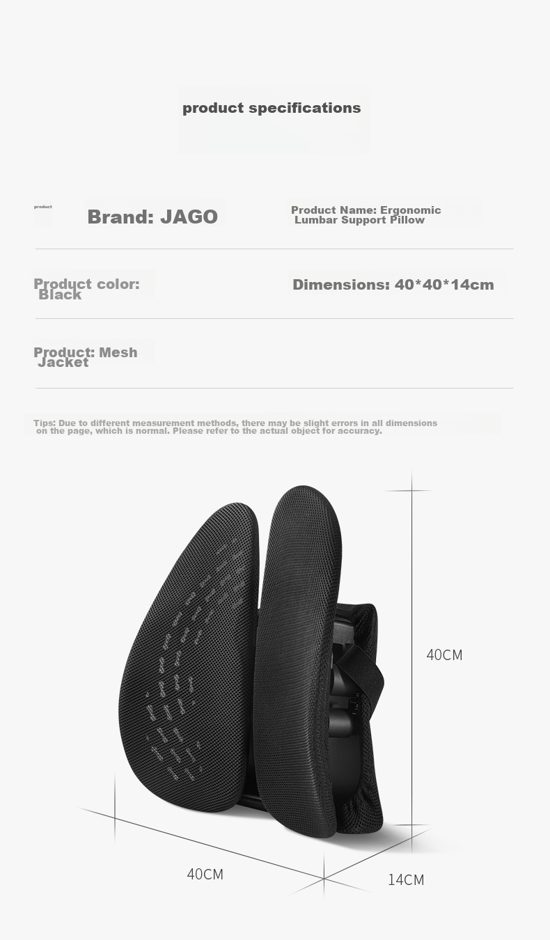 JAGO Ergonomic Lumbar Support Cushion for Office Chair, Back Support Pad for Long Sitting, Seat Cushion for Work And Car Use 11