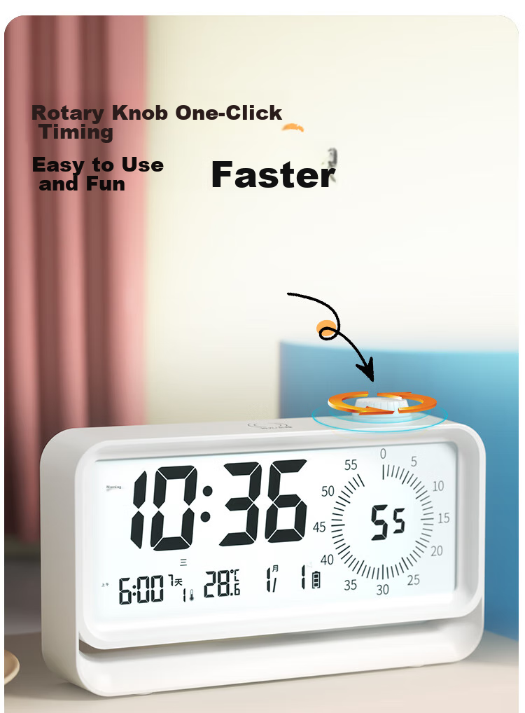 Compas Electronic Student Alarm Clock, Visual Timer, Night Light, Children's Countdown Time Management Device, 2818 Black, New Year Gift, Back-To Seaso 4