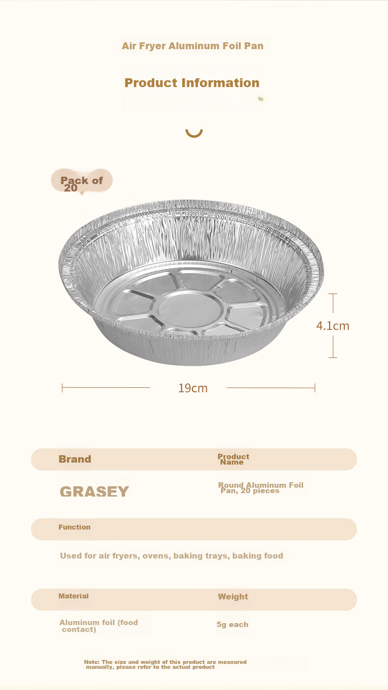 Guangyi Air Fryer Aluminum Foil Pans, Air Fryer Specific Paper Tin Foil Bowls, Aluminum Foil Baking Trays, 19cm*50 Pieces, GY8725 15