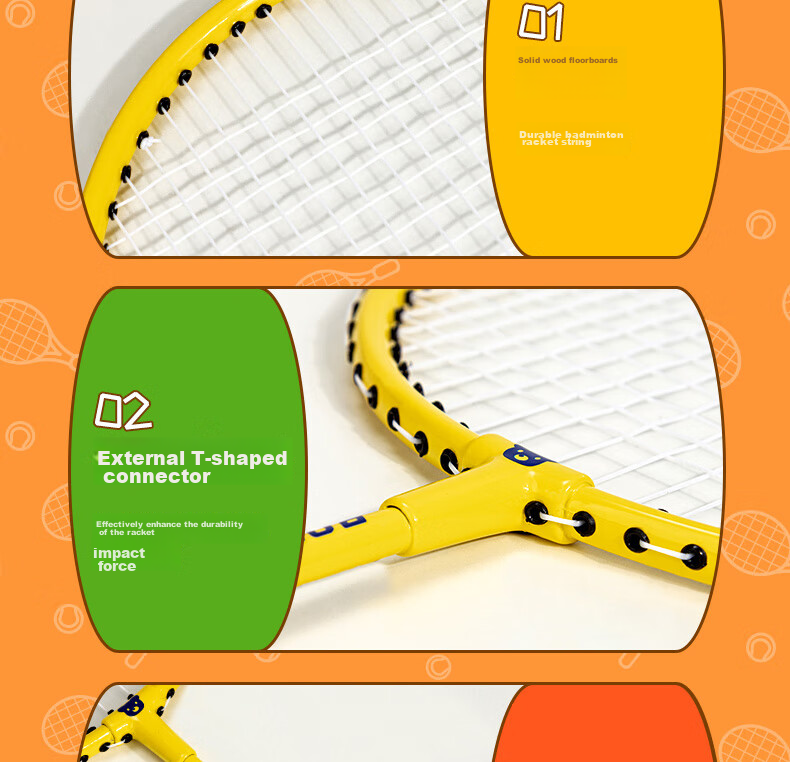 Deli Children's Badminton Racket, Outdoor Sports, Parent-Child Entertainment, Lightweight Pair Rackets 10