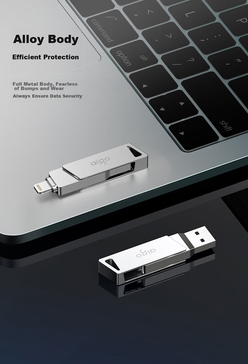 Aigo 256GB Lightning USB3.0 Apple Flash Drive U368 Compatible with IPhone 14/iPad 9 And Earlier Models, Dual-Use for Phones And Computers 11