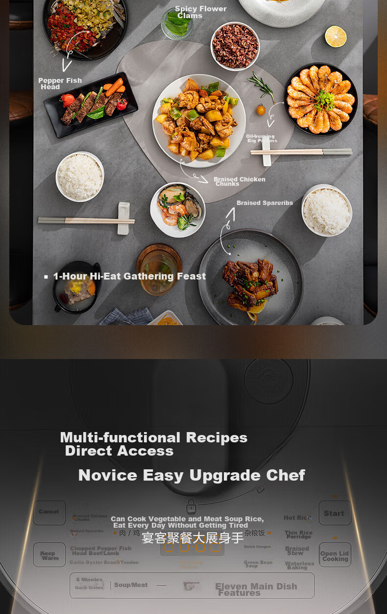 Midea 0 Coating Electric Pressure Cooker, 5L Large Capacity, Home Use, Quick Tendering Sensation, Dual Inner Pot, IH Fully Automatic Intelligent Reservation, Soup Cooking, Rice Cooking, Electric Rice Cooker, High-Pressure Cooker S5177K 8