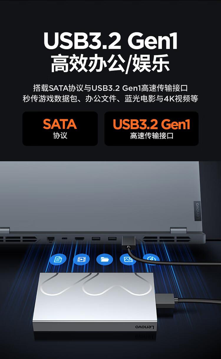 Lenovo Xiaoxin 1TB Portable Hard Drive L6 USB3.2Gen1 2.5-Inch Mechanical Hard Drive External Storage for Laptop File And Photo Backup 2