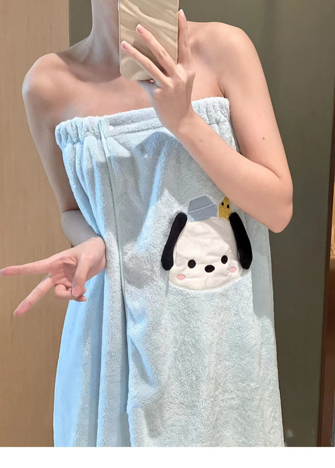 Fanyejia Cartoon Dog Bath Towel for Women, Shower Towel for Student Dormitory, Thick Coral Fleece Absorbent Quick-Drying Towel for Sports 6