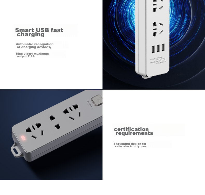 CHNT Master Control Socket/power Strip/extension Cord/strip/power Board/drag Cord 4-Outlet Master Control Socket (With Switch) 10A 1140-3m 6