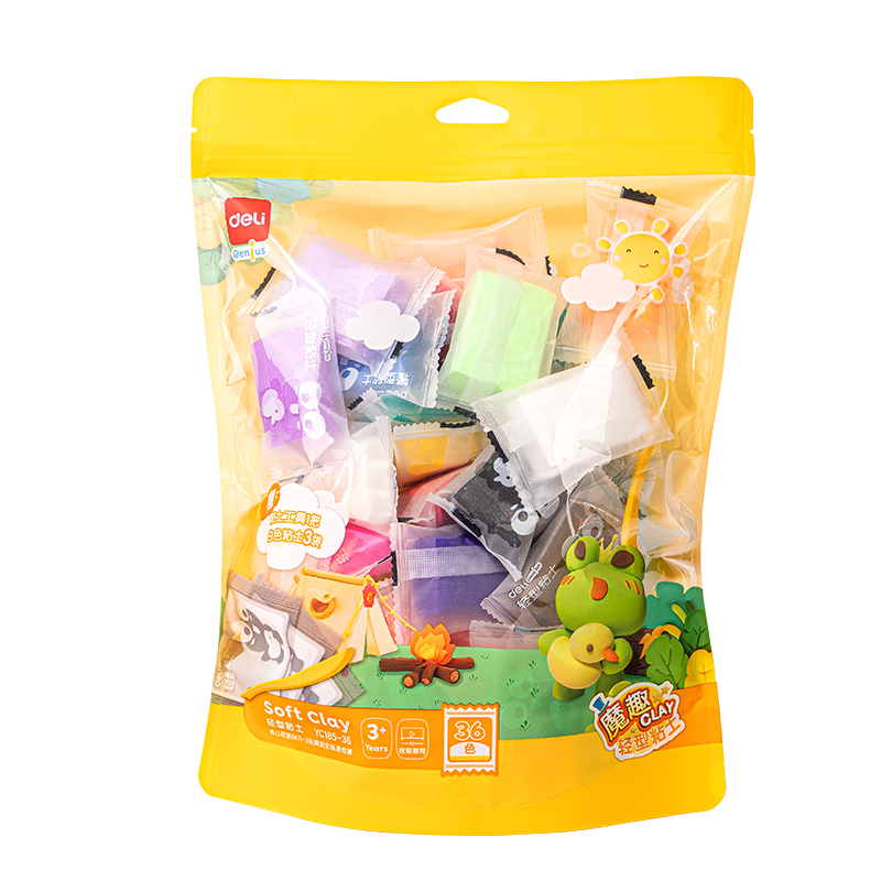 Deli Children's 36-Color Ultra-Light Clay, DIY Non-Colored Play Dough Set, Back-To Toy, Birthday Gift