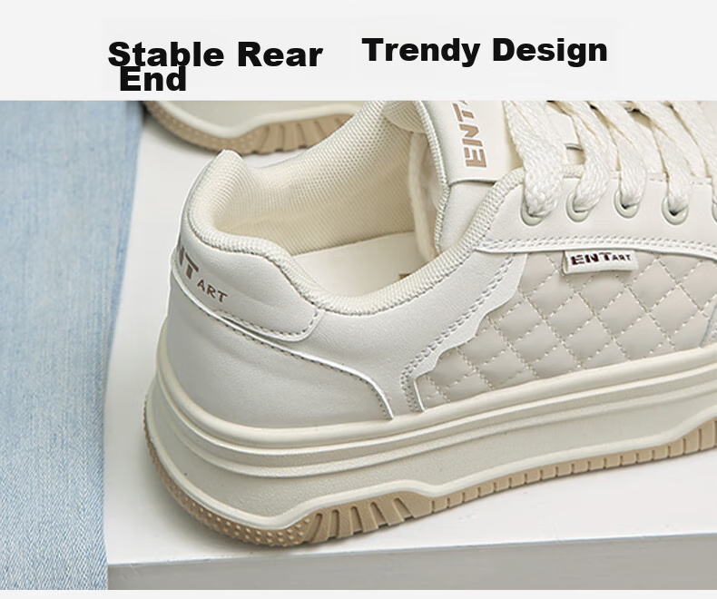 PLAYBOY Women's Shoes, Autumn White Sneakers, Classic Versatile Shoes, Simple Casual Shoes, Women's Skateboard Shoes, 1641 Beige, Size 37 6