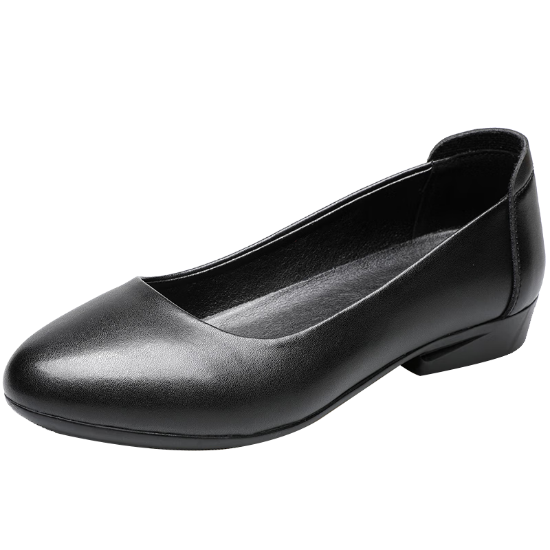 Poitulas Women's Casual Low-Cut Work Shoes, Comfortable Commute Professional Formal Leather Shoes for Women, 8718 Black, Size 39
