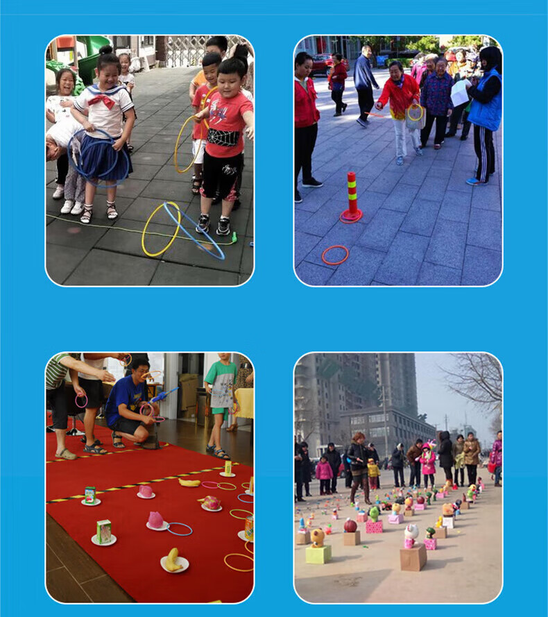 Huashimeng Ring Toss Toy Set for Night Markets, Children's Games, Weddings, Plastic Throwing Rings, 30 Pieces 11
