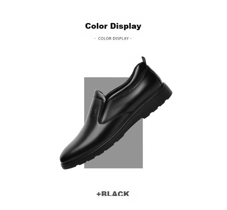 Goldlion Men's Formal Business Casual Shoes, Comfortable Lightweight Breathable Leather Shoes, 50383013301A-Black Size 43 10
