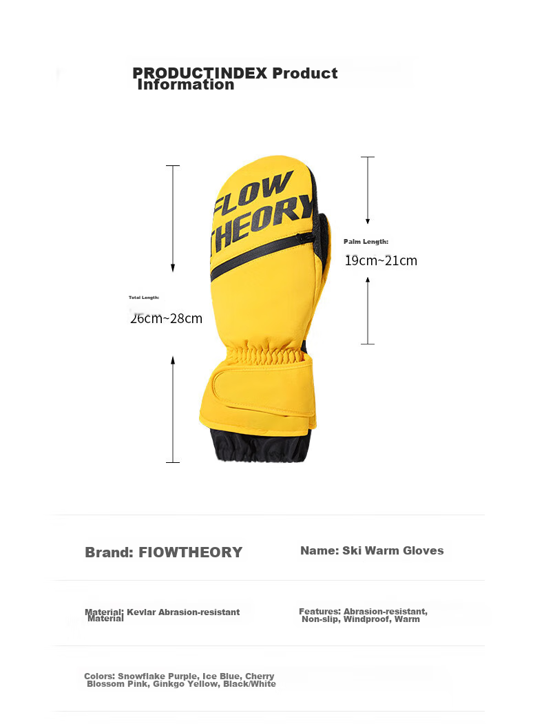 Flow Theory Full-Finger Kevlar Ski Gloves, Windproof, Waterproof, Warm, Wear-Resistant, Professional Single And Double Board Gloves 17