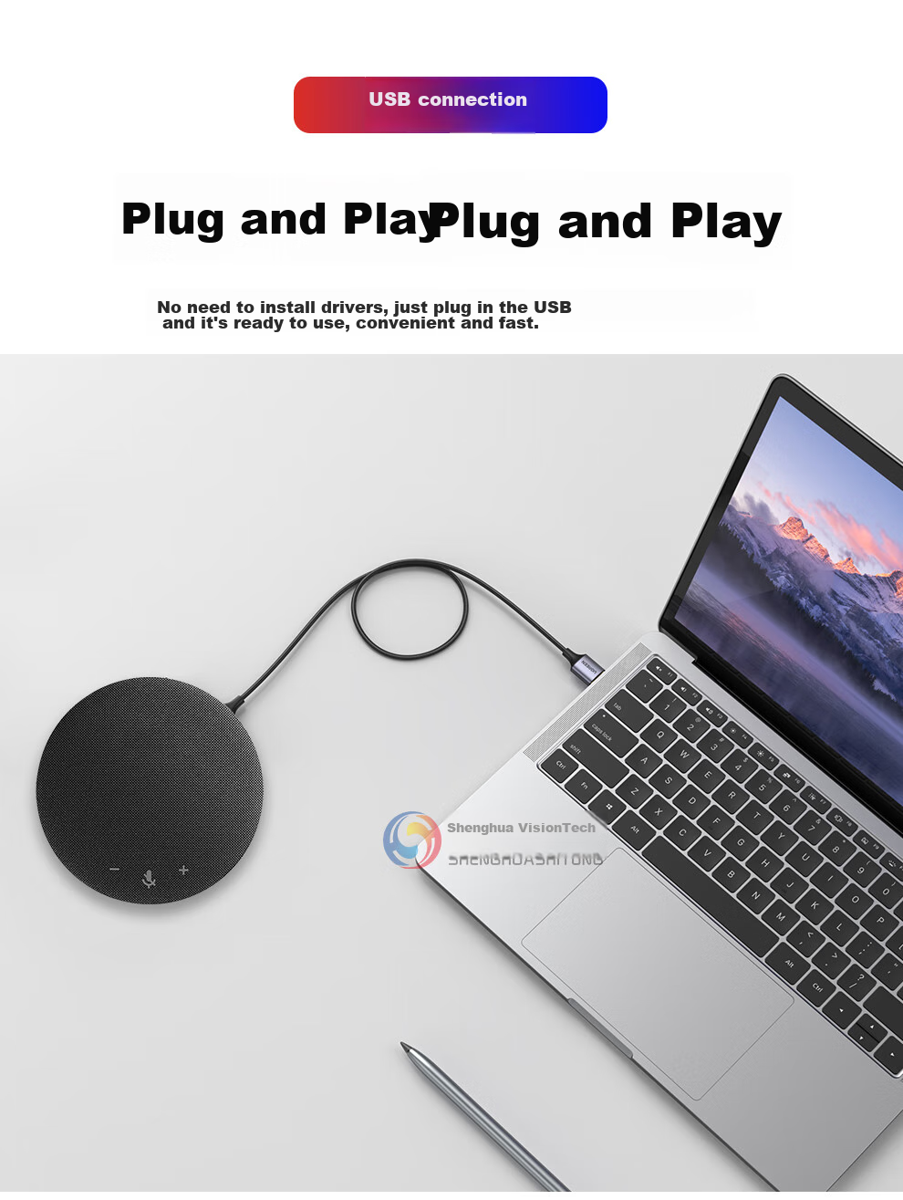 SHENGHUASHITONG Video Conference Octopus Omnidirectional Microphone, Bluetooth Wireless Main Mic + Extension Mic, 8-Meter Pickup Radius, Desktop Speaker, for Tencent WeChat, DingTalk, SH-M04SEX 8