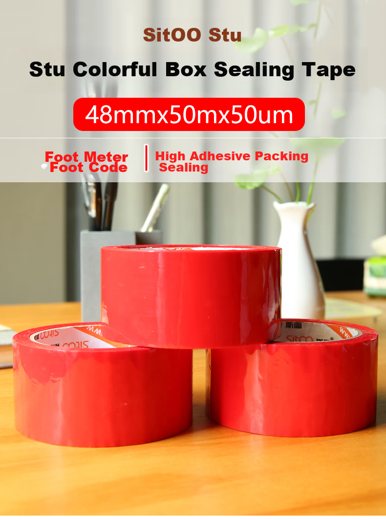 Sitoo [High Cost-Effective Boxed Tape], Whole Box of Adhesive Tape, 60 Rolls Red Tape, Marking Classification Transparent Tape, Packaging Tape, Cutting Tool, Express Delivery Tape, Thickened And Sticky 1