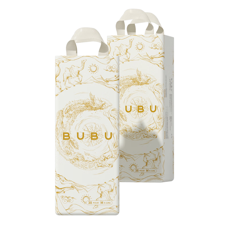 BUBU Silk Road Diapers M Size 76 Pieces (4.5-8.5KG), Silk Extract Ultra-Thin Dry Breathable