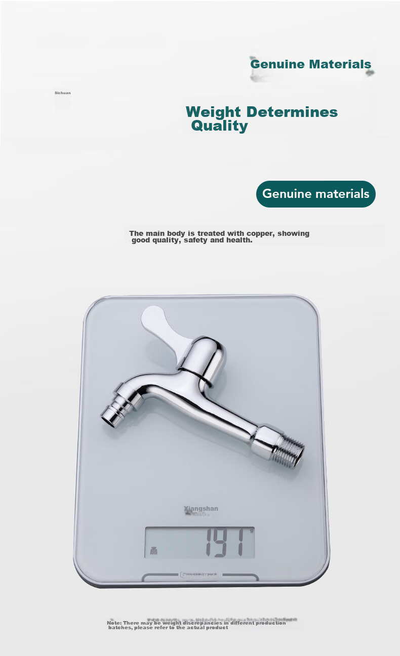 BSITN Brass Washing Machine Faucet, One Inlet Two Outlets, High Flow Rate Faucet, Extended Spout, Balcony Faucet B052 11