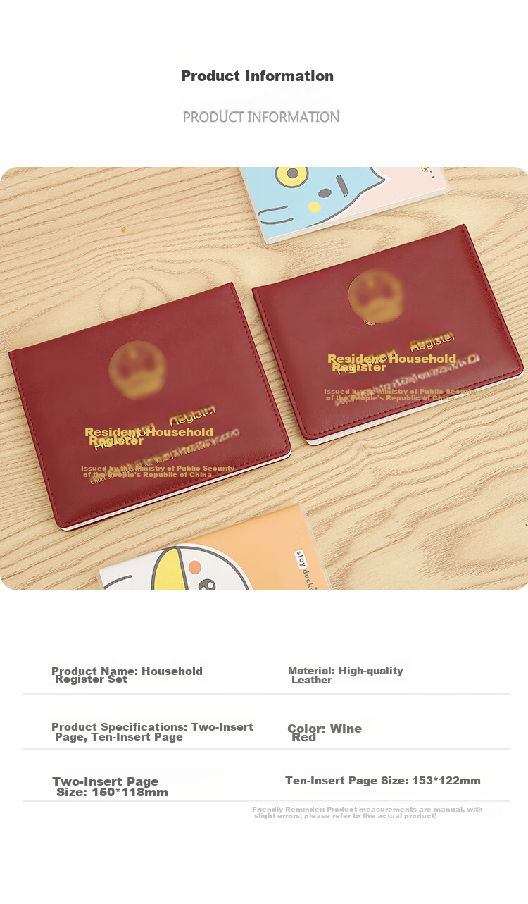 Siyicai Household Register Protective Cover with 10 Insert Pages, Thickened Leather Cover for Resident Household Register, Protective Outer Case for Documents, Jujube Red Color 9
