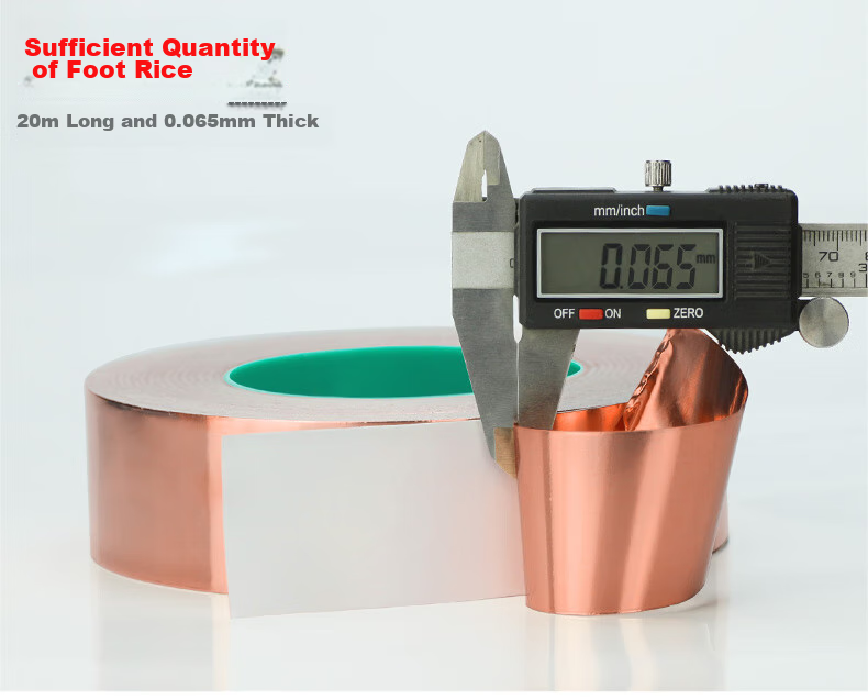 Oumai Double-Ended Copper Foil Tape, 10mm*20m, 0.065mm Thickened Pure Copper, Double-Sided Conductive, High-Temperature Resistant, Electromagnetic Shielding Tape, Radiation Protectio 2