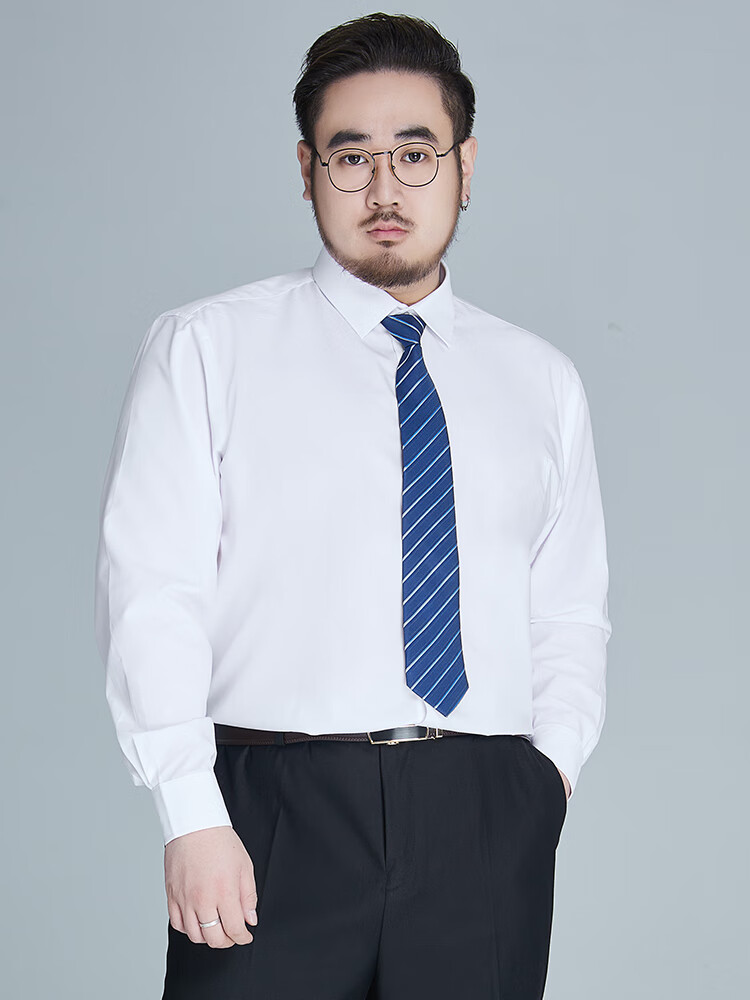 Ayoupang Large Size Bamboo Fiber Long-Sleeve Shirt for Men, Casual Business Loose Elastic Plus Size Wrinkle-Resistant Non-Iron Undershirt 8