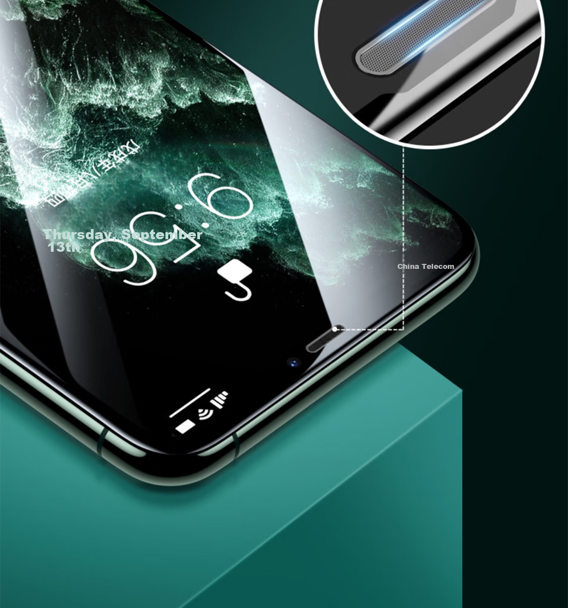 ESCASE IPhone 11 Pro Max/XS Max Tempered Glass Screen Protector with Anti-Dust Mesh, HD Full Coverage Glass Front Film for IPhone 11 Pro Max/XS Max 8