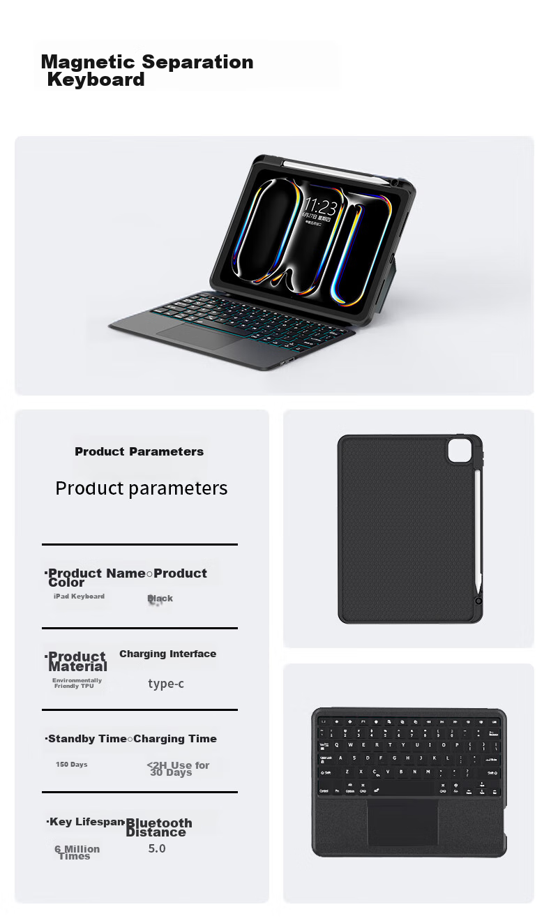 Smorss Compatible with 25 Apple IPad Air 7 Bluetooth Magic Keyboard [For 18-22 Pro 12.9 Air 6 13-Inch Universal] Protective Case [Horizontal And Vertical Magnetic Detachable] 14