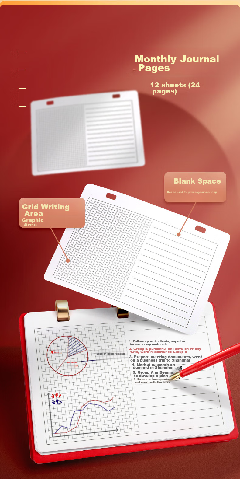 Jinzhi 2026 Leather Calendar, Horse Year Gift Box/red, 2025 Calendar Notebook, Monthly Calendar, Year Calendar, Weekly Calendar, Planner Book, Office Desktop Decoration, Office Gift 6