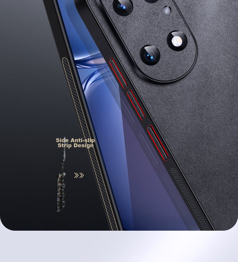 Shangsu Suitable for Huawei P50 Phone Case, Huawei P50E Protective Cover, Shockproof Lens Full Protection Soft Shell, Luxury Lambskin Silicone Outer Case, Simple Women's And Men's Leather Cover, Black 16