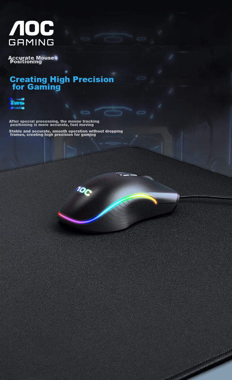 AOC Professional Gaming Mouse Pad, Large And Medium Size, 450*400*4mm, Thickened with Locked Edges, High-Density Fiber, for Keyboard And Computer Desk, G20L/93 Black 4