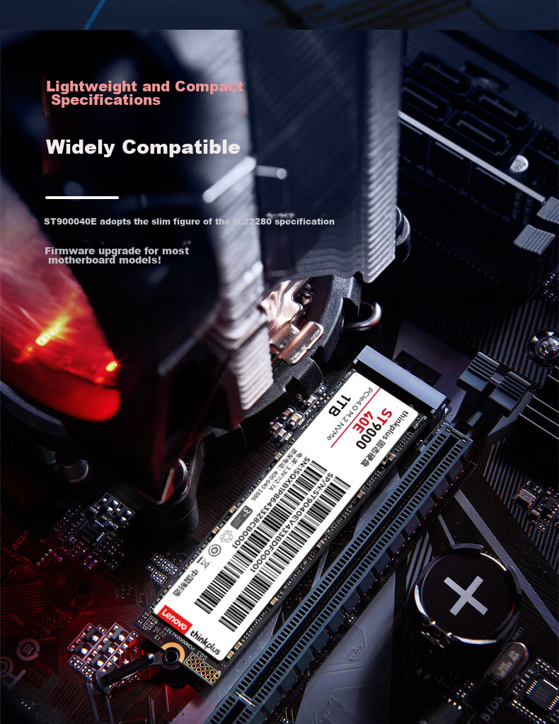 ThinkPlus Lenovo 1TB SSD Solid State Drive M.2 Interface (NVMe Protocol) PCIe 4.0 ST9000 40E Read Speed up to 5000MB/s 8