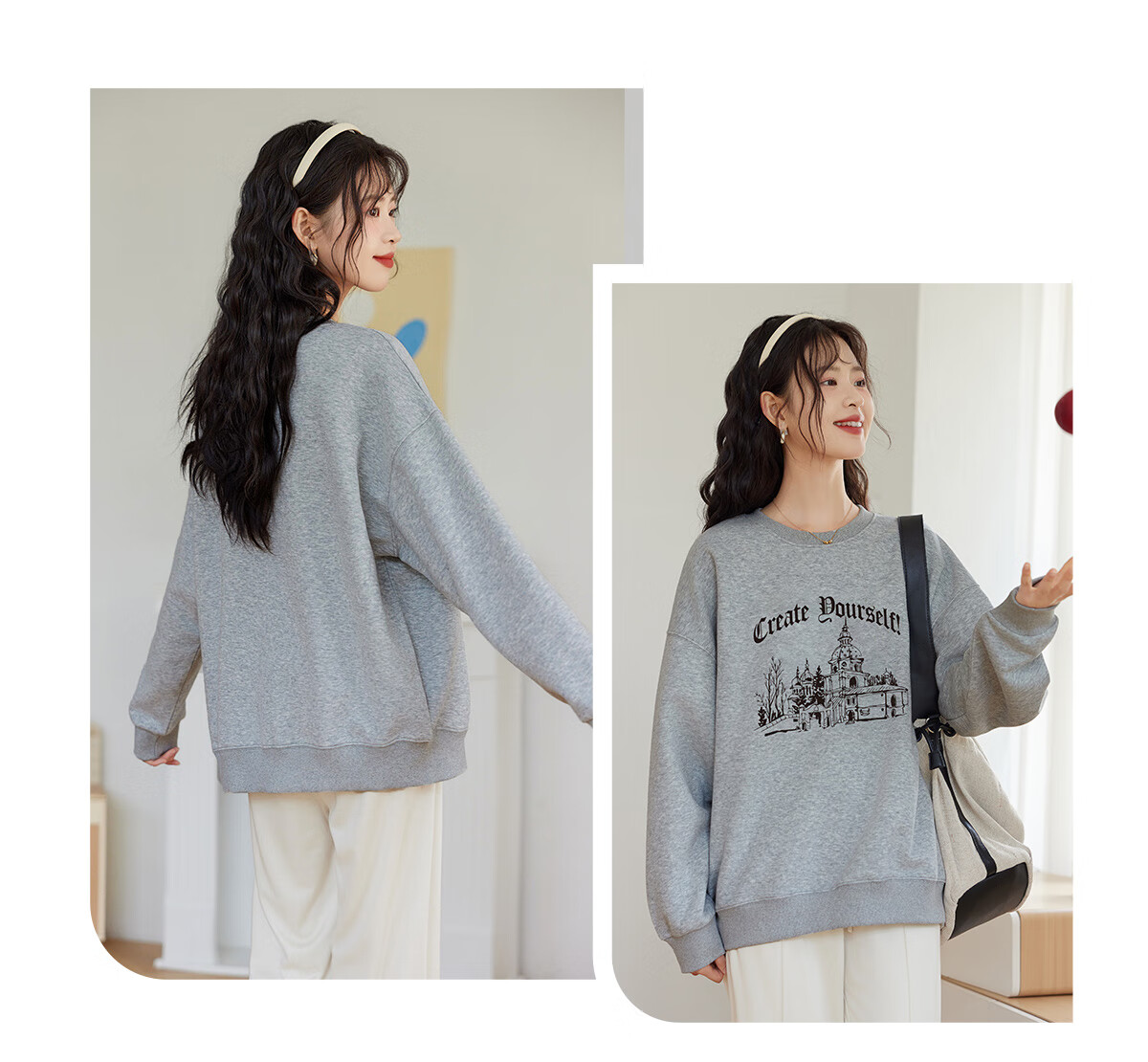 Halo Queen Women's Sweatshirt, Spring And Autumn Round Neck, Letter Print, Fashionable Versatile Comfortable Casual Pullover Top, New Product H143W1028 18