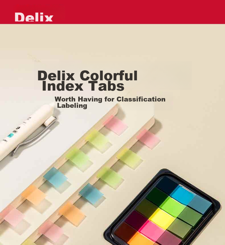 Deli 100 Sheets 5-Color Fluorescent Film Indicator Labels, 44*12mm Pull-Out Sticky Notes, Memo Pads, Note Pads, Memo Sheets, 9060 2