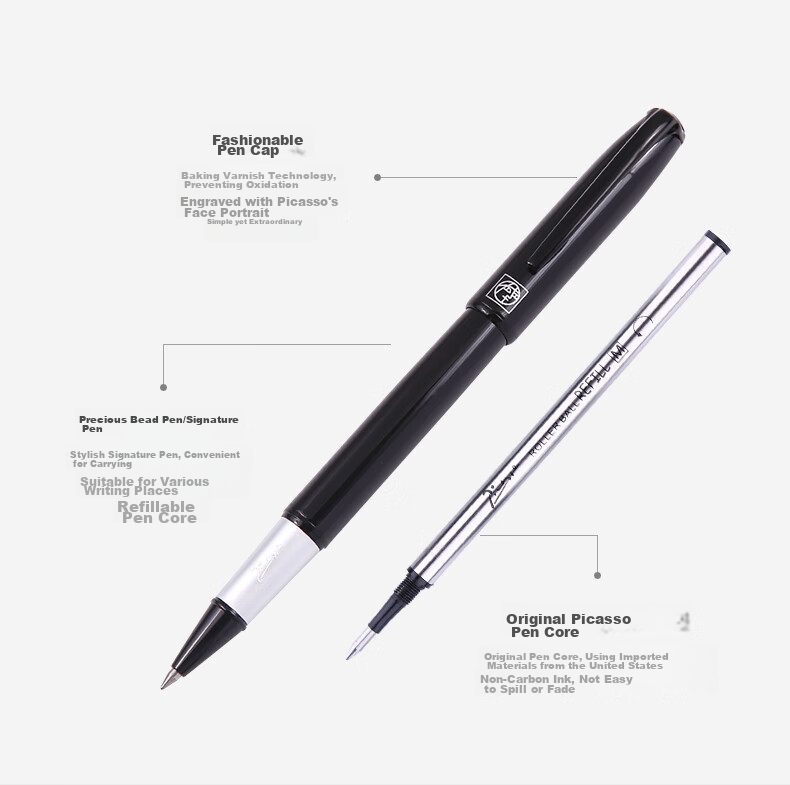 Pimio PS-R16S Student Ballpoint Pen Gift Box Set, Birthday Gift, Daily Writing, Office Signing Pen, White with Silver Clip 2