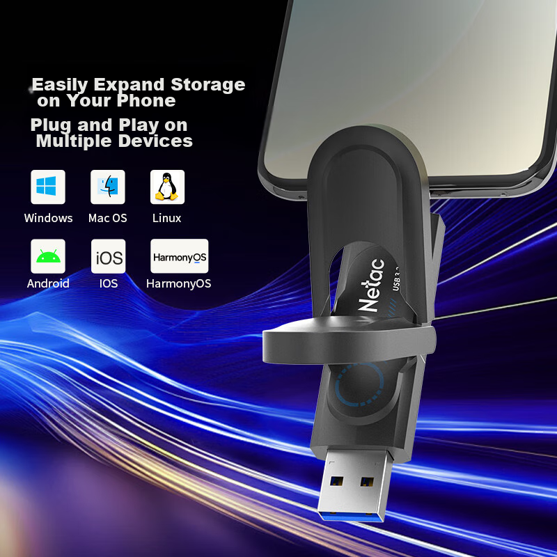 Netac 512GB USB3.2 Solid State Flash Drive US9 Type-C Dual Interface USB Drive Read Speed 1000MB/s Computer Portable Hard Drive System Flash Drive Speed Boost
