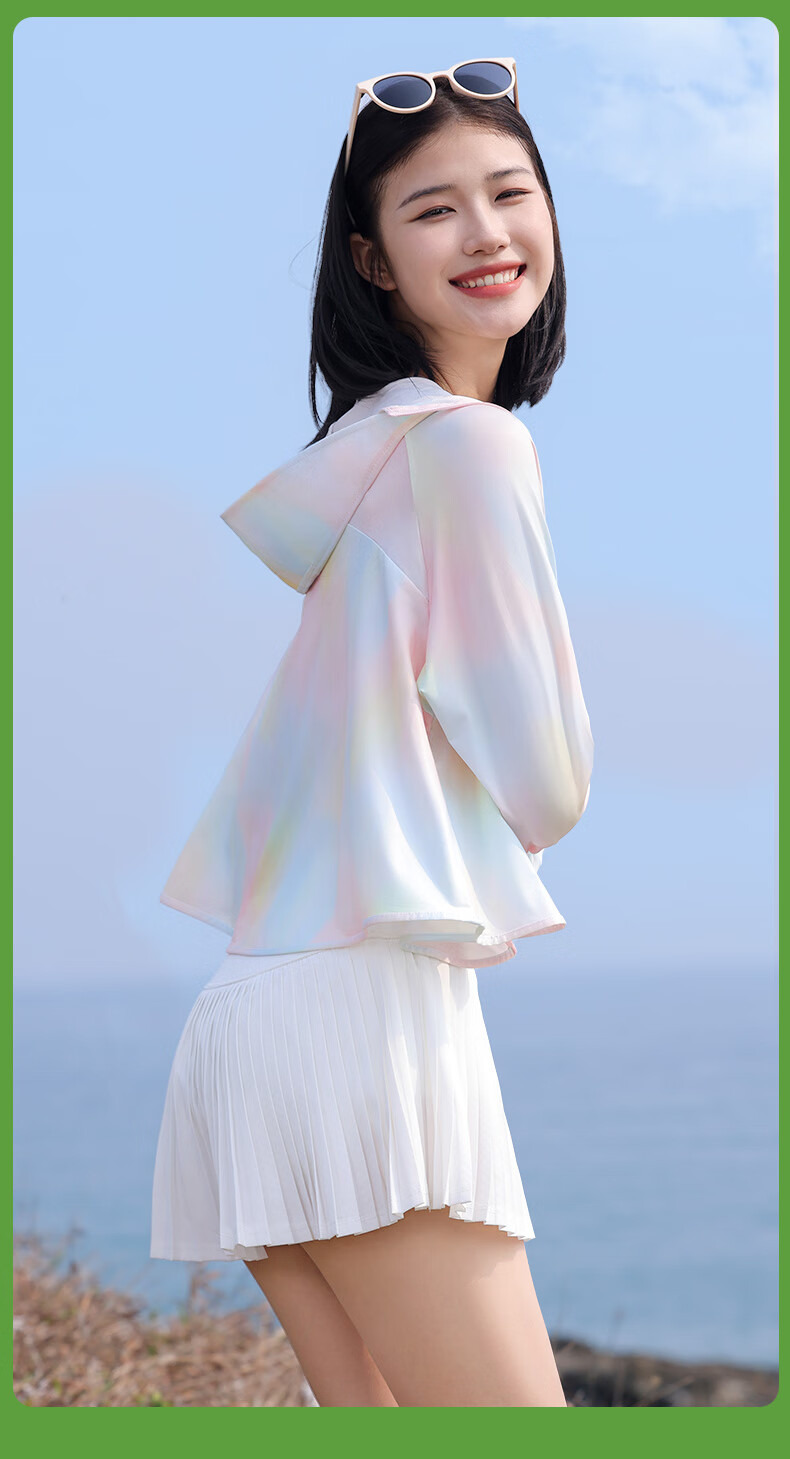 Miiow Women's Sun Protection Jacket Hooded Colorful Floral New Summer Thin UV Protection Ice Silk Cardigan Short Coat 18