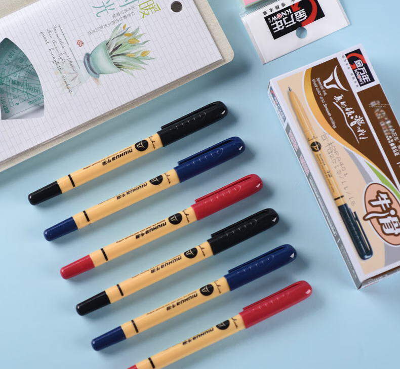 Genvana [Zhongyou Pen] 1.0mm Blue Ballpoint Pen, Smooth Retractable Cap, English Calligraphy Pen, Office Supplies, Pack of 12, G-3126 14
