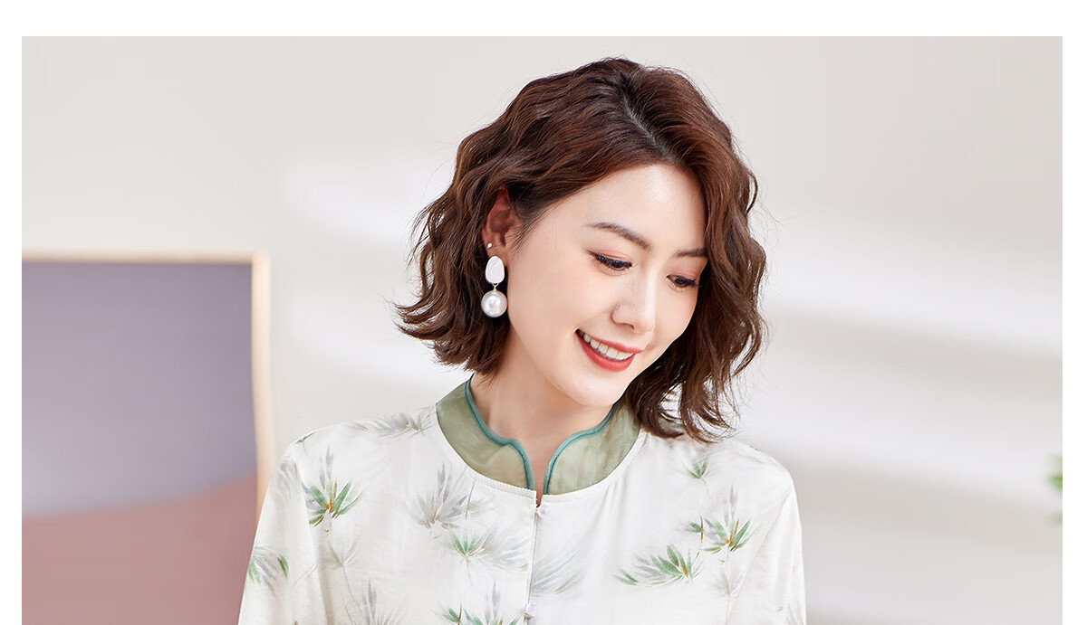 YUZHAOLIN Middle-aged and Elderly Women's Three-Quarter Sleeve Shirt Mom's Blouse Y244C1815 10