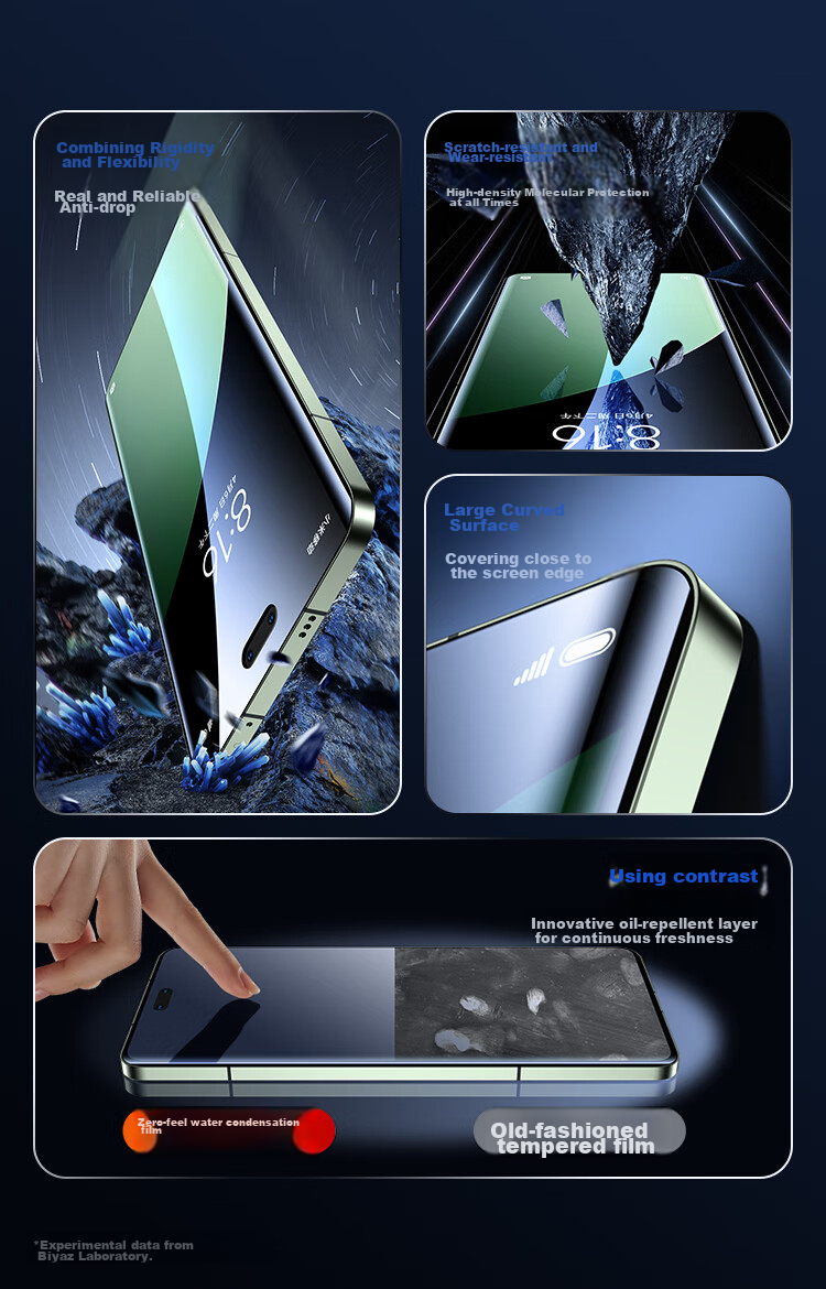 BIAZE Tempered Glass Screen Protector for Xiaomi MIX Fold3, Anti-Scratch Wear-Resistant Low Fingerprint High Definition Shatterproof Edge Phone Protective Glass Film JM845 3