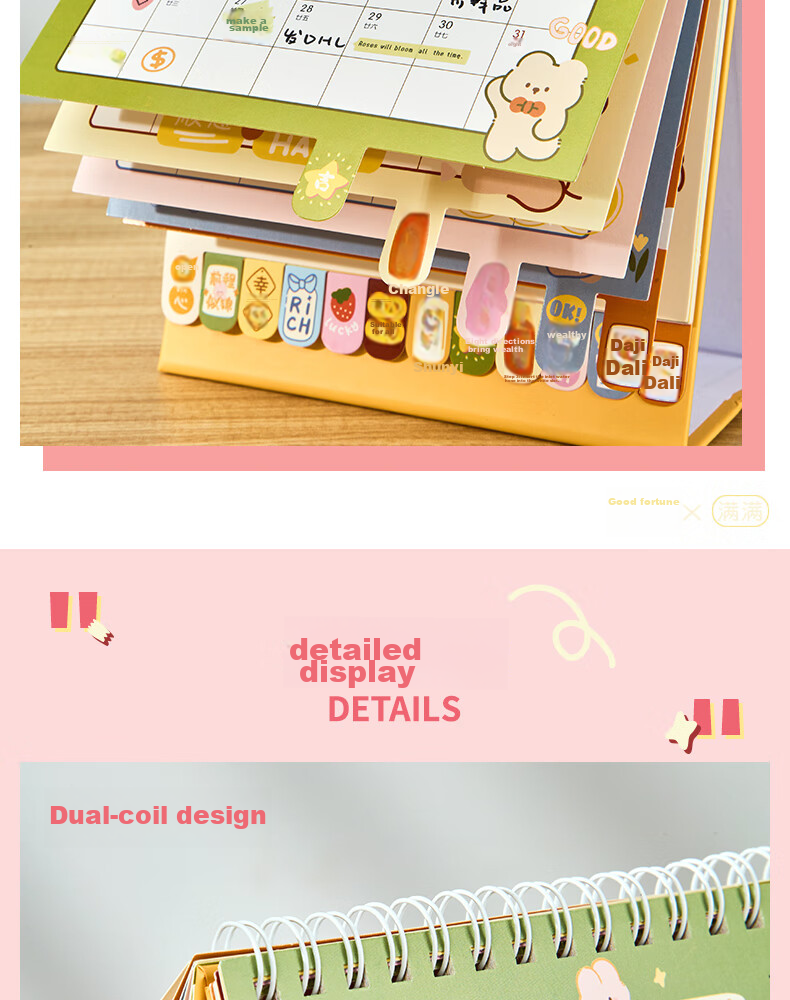 Class 3-2 2026 Creative Cartoon Lucky Desktop Calendar Small Ornament 2025 Monthly Planner Daily Countdown Memo Large Size 11