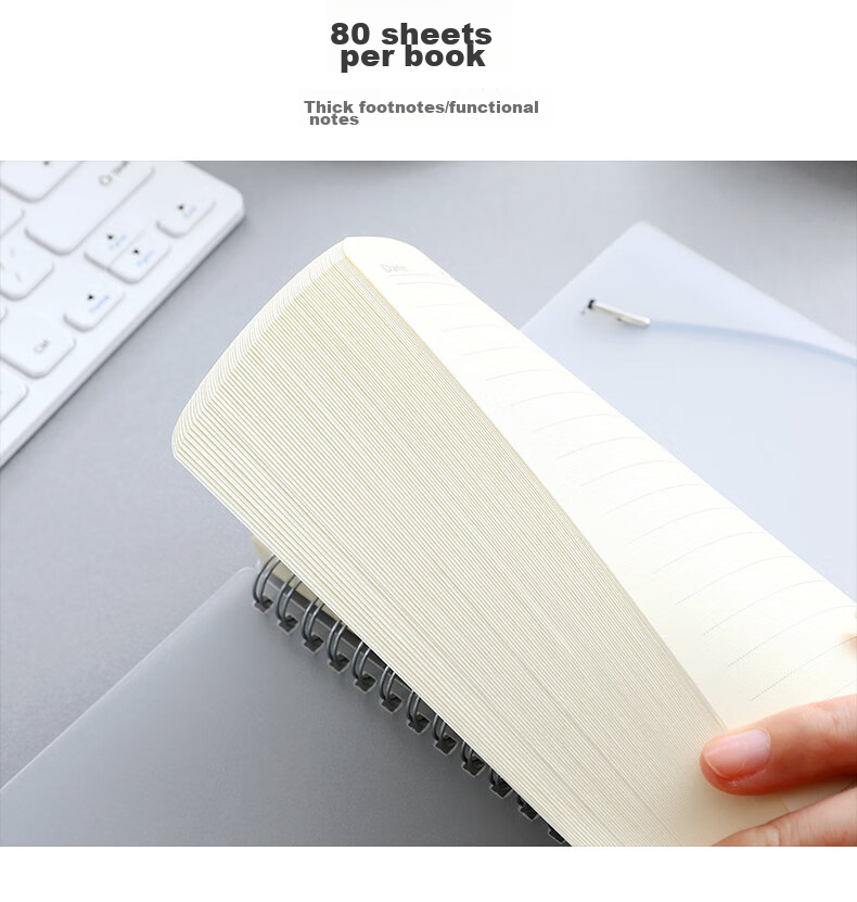 Wengu B5/80 Sheets Notebook, Spiral-Bound, Simple And Thick, for Office And Student Use, Stationery, PP Semi-Transparent Frosted Cover, Hard Shell, PPXQ001-1 (B5) Blank 9