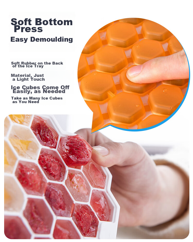 Suncojia Ice Cube Mold, Ice Making Tool for Home Use, Ice Box for Making Ice Balls, Refrigerator Freezer Tray, Silicone Storage Box with Lid, 47 Compartments 6
