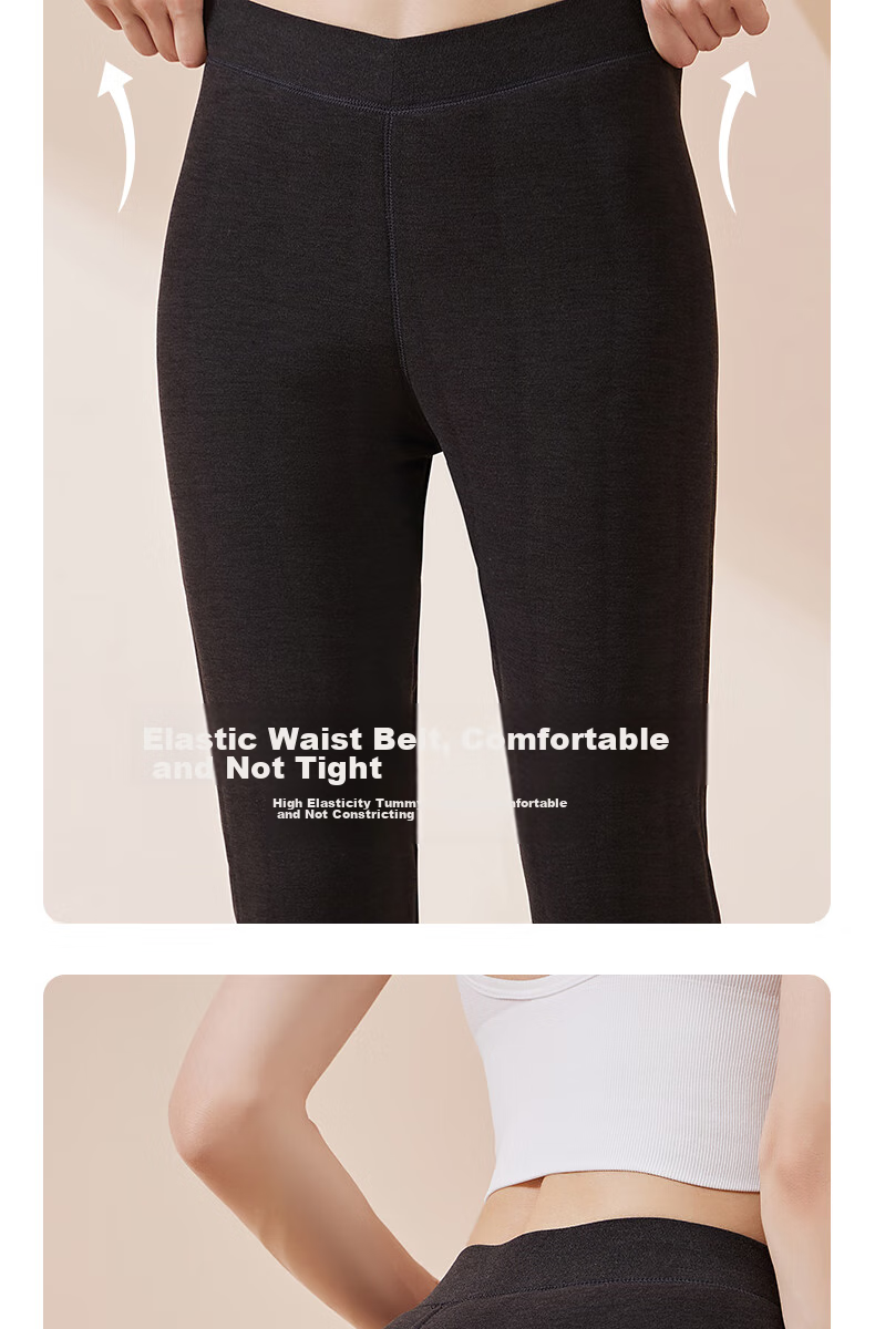 Hengyuanxiang Men's Thermal Pants [Winter New Arrival], Extra Thick Plus Size Merino Wool Pants, Slim Fit, Black, No Knee Protectio 11