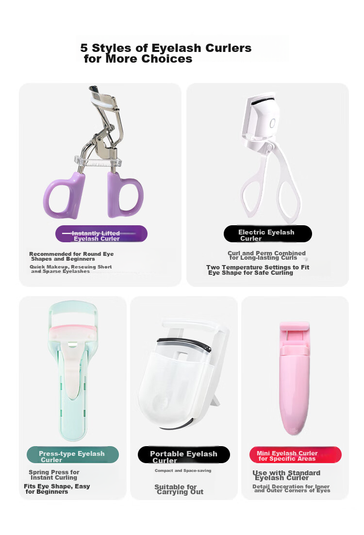 Meifuyu Portable Mini Eyelash Curler, Wide-Angle Long-Lasting Shaping Tool for Local Sunflower Lashes MF8781 7