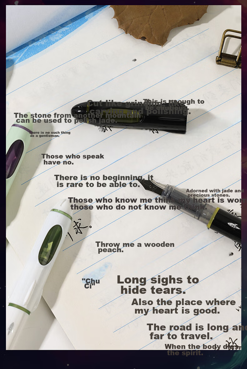 Dianshi Rocket Space Capsule Fountain Pen, Non-Splash F Nib, Third Grade Student Handwriting Practice Calligraphy Fountain Pen, Non-Heat Erasable, Back-To Season, Replaceable Ink Cartridge 7157 (Black Barrel), Magic Liquid Erasable Blue 13