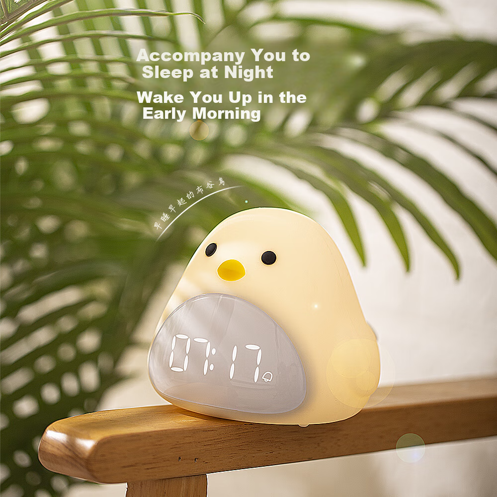 BANDIAN ORIGINATION Time Bird Alarm Clock for Students, Wake-Up Helper, Bedside Night Light, Cute Desktop Silicone Hourglass, Temperature Display, Baby Soft Light Eye Protection Feeding Lamp Gift
