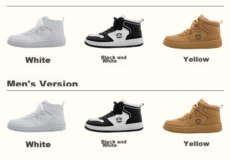Paul frank Casual High-Top Sneakers for Women And Men, Couples' Soft-Soled Versatile Campus Sports White Shoes 222U White Men's Size 41 7